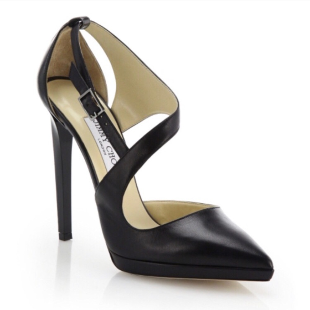 Jimmy Choo Black Vinse Asymmetrical Pumps 39